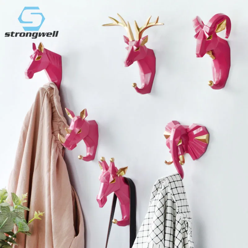 Strongwell Nordic Animal Head Wall Coat Hook Key Hooks Pink Gold Sliver Blue Door Paste Wall Hanging Creative Home Decoration
Strongwell Nordic Animal Head Wall Coat Hook Key Hooks Pink Gold Sliver Blue Door Paste Wall Hanging Creative Home Decoration