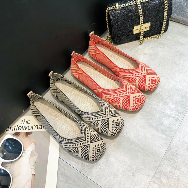 2020 Plus Size Spring New Ballet Flats Women Square Toe Knit Fabric Loafers Breathable Flat Heel Drive Shoes Driving Sneaker 
2020 Plus Size Spring New Ballet Flats Women Square Toe Knit Fabric Loafers Breathable Flat Heel Drive Shoes Driving Sneaker