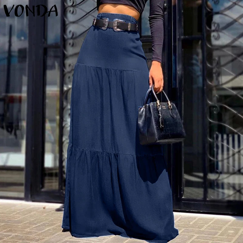 Summer Skirts VONDA 2022 Women Casual High Waist Zipper Ruffled Hem Solid Pleated Skirts Femme Loose Denim Streetwears Oversized
Summer Skirts VONDA 2022 Women Casual High Waist Zipper Ruffled Hem Solid Pleated Skirts Femme Loose Denim Streetwears Oversized