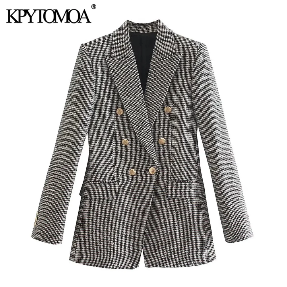 KPYTOMOA Women Fashion Houndstooth Fitted Blazer Coat Vintage Long Sleeve Flap Pockets Female Outerwear Chic Veste Femme
KPYTOMOA Women Fashion Houndstooth Fitted Blazer Coat Vintage Long Sleeve Flap Pockets Female Outerwear Chic Veste Femme