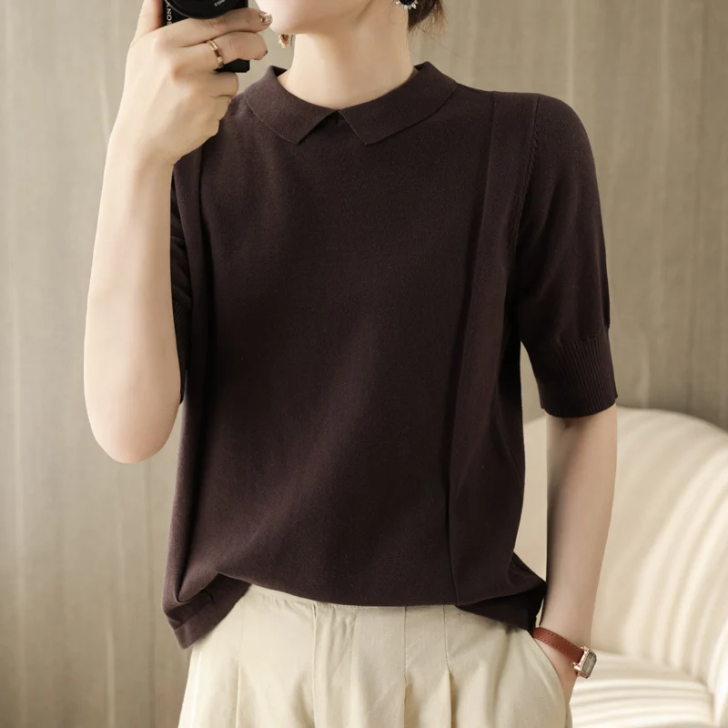 100% Cotton Tops Women Summer Fashion Solid Square Collar Half Sleeve Female Pullover Knitwear Elegant Chic Basic Sweater Tees
100% Cotton Tops Women Summer Fashion Solid Square Collar Half Sleeve Female Pullover Knitwear Elegant Chic Basic Sweater Tees
