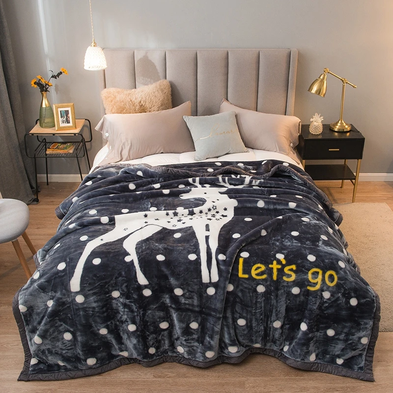 Winter Thick Warm Raschel Blanket Super Soft Double Layer Blankets For Bed Cute Deer Flower Print Throw Blanket Christmas Gift
Winter Thick Warm Raschel Blanket Super Soft Double Layer Blankets For Bed Cute Deer Flower Print Throw Blanket Christmas Gift