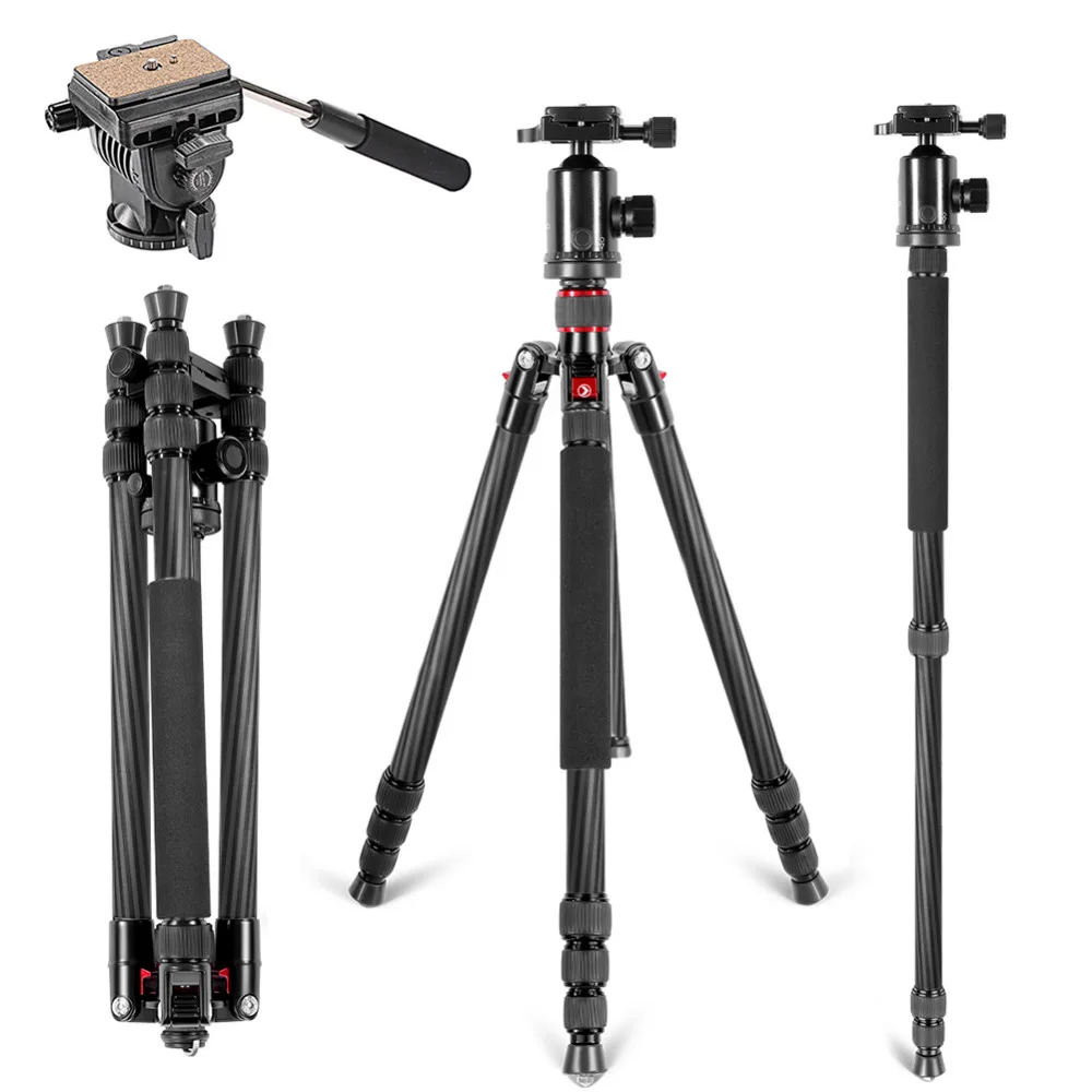 Neewer Carbon Fiber 66"/168cm Tripod Monopod with 360 Degree Ball Head Fluid Video Head 1/4"Quick Release Plate For Canon/Nikon 
Neewer Carbon Fiber 66"/168cm Tripod Monopod with 360 Degree Ball Head Fluid Video Head 1/4"Quick Release Plate For Canon/Nikon