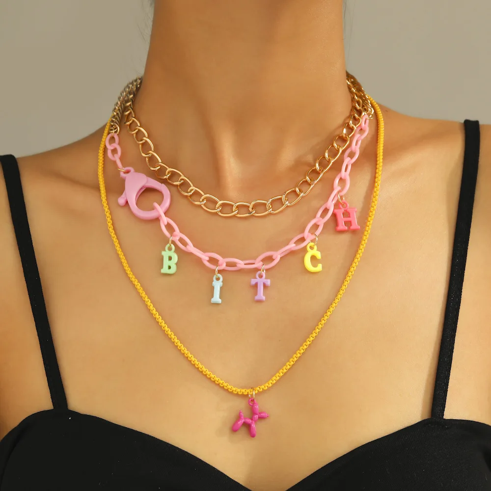 Female new cute personality fashion creative letter puppy necklace cartoon lobster clasp stitching multi-layer necklace
Female new cute personality fashion creative letter puppy necklace cartoon lobster clasp stitching multi-layer necklace