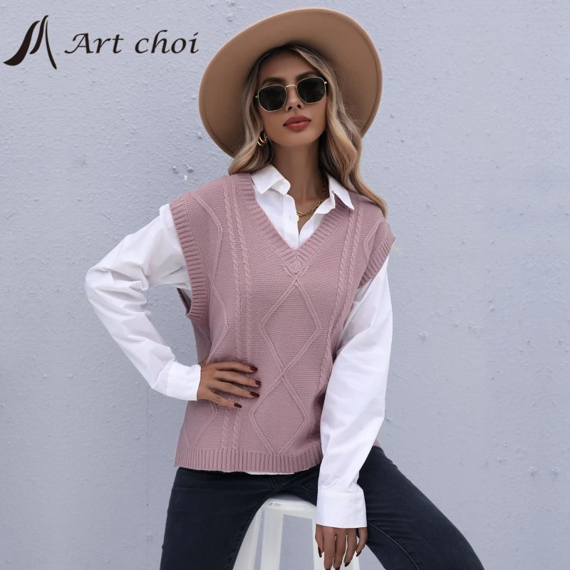 Solid Jumper Knitted Vest Women Sweater Autumn Winter Sleeveless V-neck Waistcoat Loose Wild Sweater Garment Pullover Knitwear
Solid Jumper Knitted Vest Women Sweater Autumn Winter Sleeveless V-neck Waistcoat Loose Wild Sweater Garment Pullover Knitwear