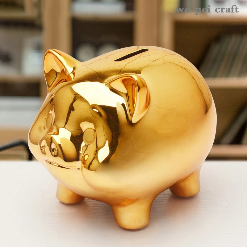 Ceramics Figurines Golden Pig Piggy Bank Desktop Decoration Lovely Mascot Ornaments Gifts for Child Children's Room Decoration
Ceramics Figurines Golden Pig Piggy Bank Desktop Decoration Lovely Mascot Ornaments Gifts for Child Children's Room Decoration