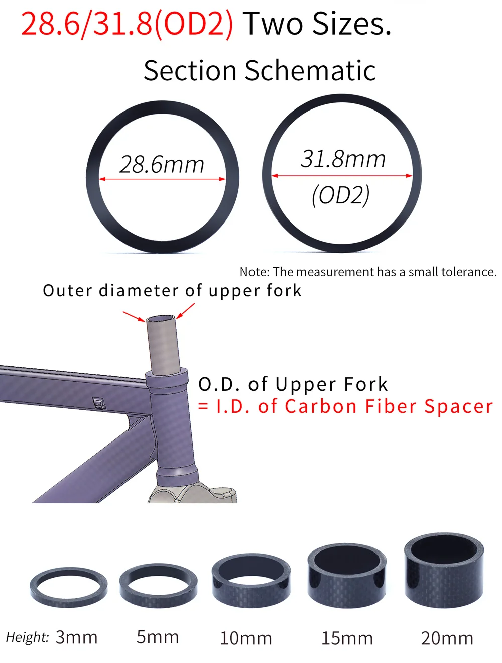 RISK Carbon Fiber Washer MTB Road Bike Bicycle Headset Stem 1-1/8" 28.6mm 1-1/4" 31.8mm OD2 Stem Front Fork Adjustment Spacer
RISK Carbon Fiber Washer MTB Road Bike Bicycle Headset Stem 1-1/8" 28.6mm 1-1/4" 31.8mm OD2 Stem Front Fork Adjustment Spacer