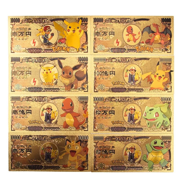 3pcs Pokemon CARDS Pikachu Pokeball Gold Foil Coins Gold Banknote 10000 Yen Gold Plastic Banknote Classic Memory Collection
3pcs Pokemon CARDS Pikachu Pokeball Gold Foil Coins Gold Banknote 10000 Yen Gold Plastic Banknote Classic Memory Collection