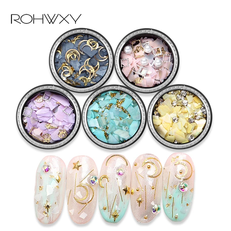 Украшение для ногтей ROHWXY Abalone 3D Очаровательное украшение дизайна DIY наклейки