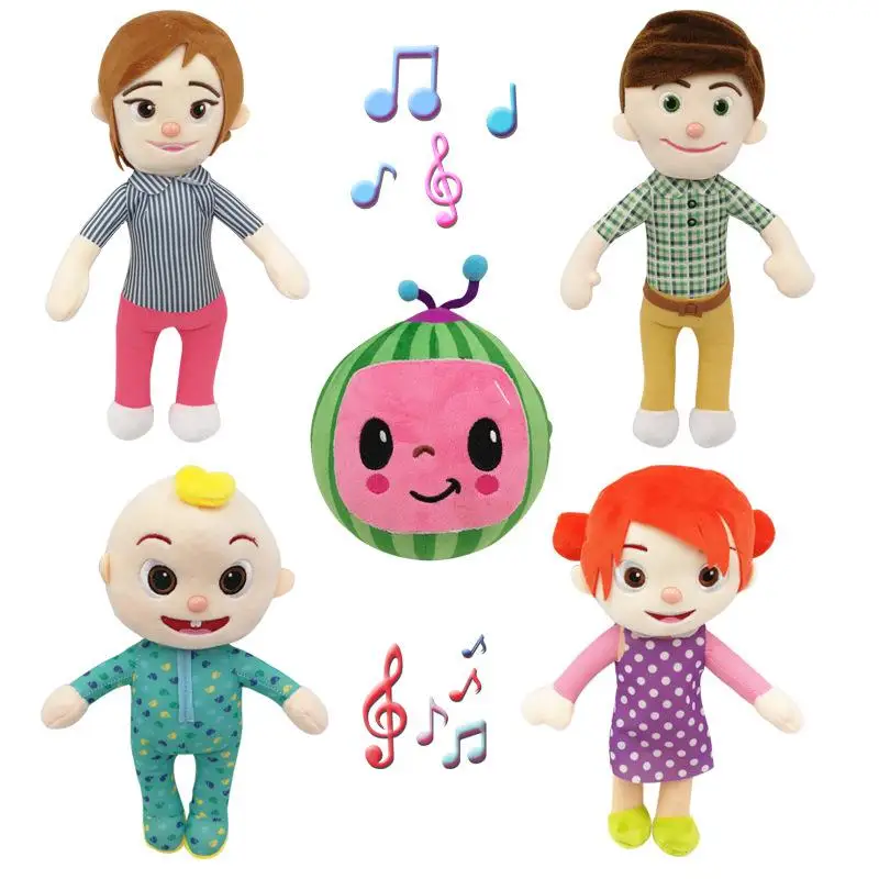 Kawaii Cocomelon музыкальные плюшевые куклы мультфильм JJ музыкальный Bedtime семья мягкие