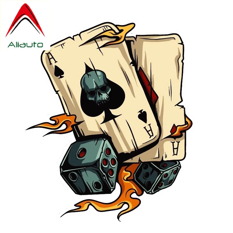 Персональная мультяшная Автомобильная наклейка Aliauto череп Aces игральные кости