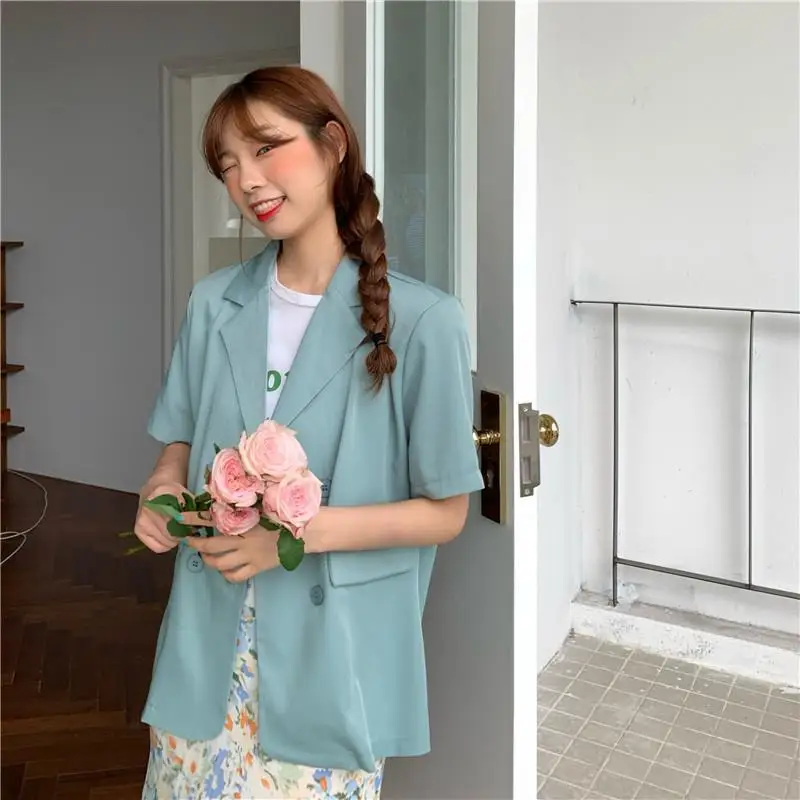 Luck A Ulzzang Summer Short Sleeve Loose Blazers Vintage Double Breasted Blazers Casual Fashion Office Lady Korean Outwears
Luck A Ulzzang Summer Short Sleeve Loose Blazers Vintage Double Breasted Blazers Casual Fashion Office Lady Korean Outwears