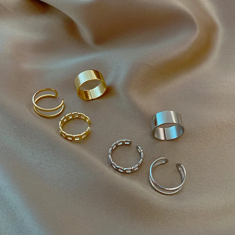 Korea Vintage Metal Chain Open Rings for Women Gold Silver Color Wide Ring Set Party Jewelry Gifts
Korea Vintage Metal Chain Open Rings for Women Gold Silver Color Wide Ring Set Party Jewelry Gifts