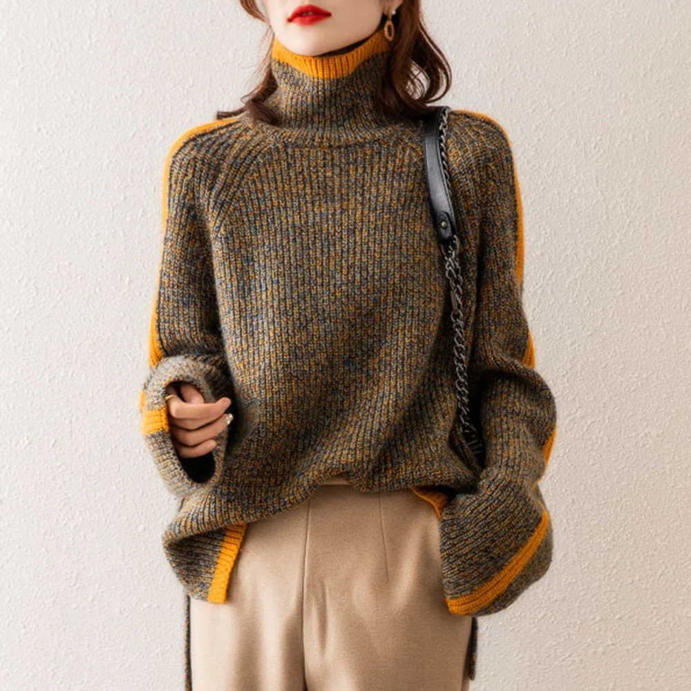 Pullover Turtleneck Sweater Women Long Sleeve Jumper Korean Winter Oversized Harajuku Color Block Knitwear Female Knitted Tops
Pullover Turtleneck Sweater Women Long Sleeve Jumper Korean Winter Oversized Harajuku Color Block Knitwear Female Knitted Tops