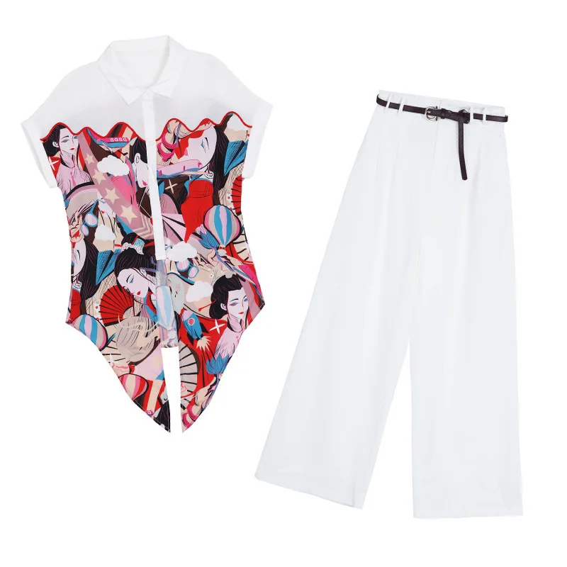 Lady Wide Legged Pantsuits 2021 Women's Summer Chiffon Plus Size Set Printed Chiffon Blouse Culottes Casual Two Piece Set
Lady Wide Legged Pantsuits 2021 Women's Summer Chiffon Plus Size Set Printed Chiffon Blouse Culottes Casual Two Piece Set
