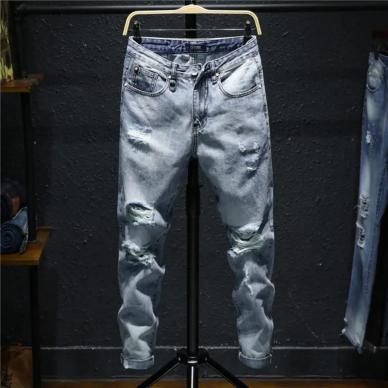 Men's Fashion Trend Jeans Ripped Straight Denim Pants Men's Ripped Denim Trousers
Men's Fashion Trend Jeans Ripped Straight Denim Pants Men's Ripped Denim Trousers