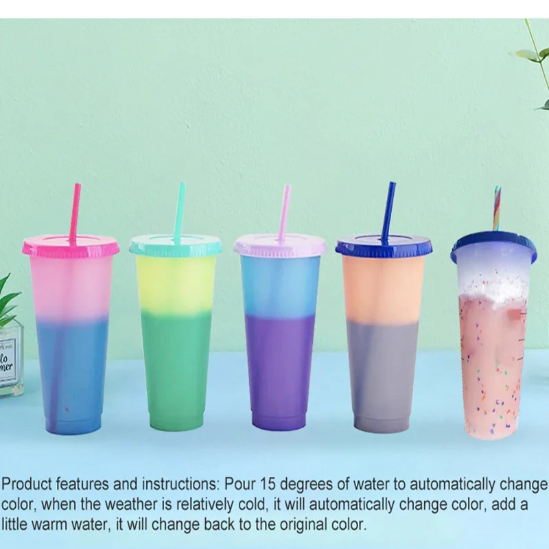 700ml Straw Cup With Lid Color Changing Coffee Cup Reusable Cold Drink Cups Plastic Coffee Cup Tumbler Matte Finish Coffee Mug
700ml Straw Cup With Lid Color Changing Coffee Cup Reusable Cold Drink Cups Plastic Coffee Cup Tumbler Matte Finish Coffee Mug