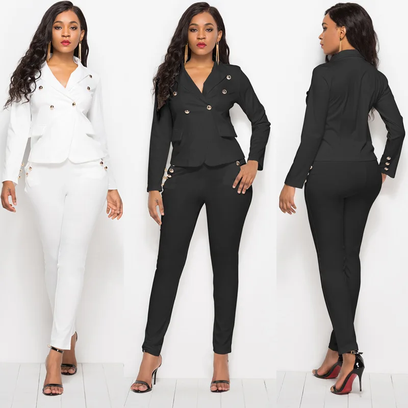2021 European and American new women's new fashion sexy solid color suit two-piece casual suit suit elegant temperament
2021 European and American new women's new fashion sexy solid color suit two-piece casual suit suit elegant temperament