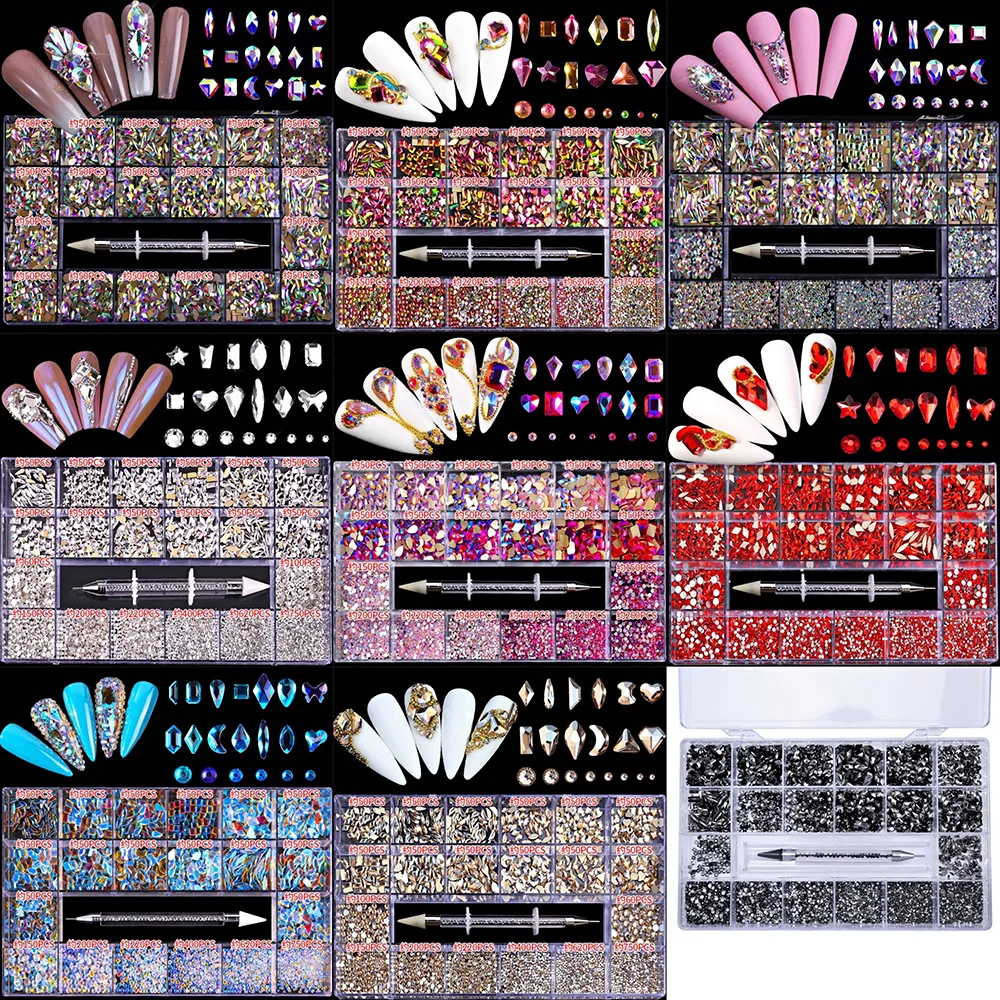 FlorVida Nail Art Rhinestones Kit Acrylic Boxed 21 Grids Mixed Size Set 1pc Pick Up Pen Large Crystal Decorations 3D AB Flat Gem
FlorVida Nail Art Rhinestones Kit Acrylic Boxed 21 Grids Mixed Size Set 1pc Pick Up Pen Large Crystal Decorations 3D AB Flat Gem
