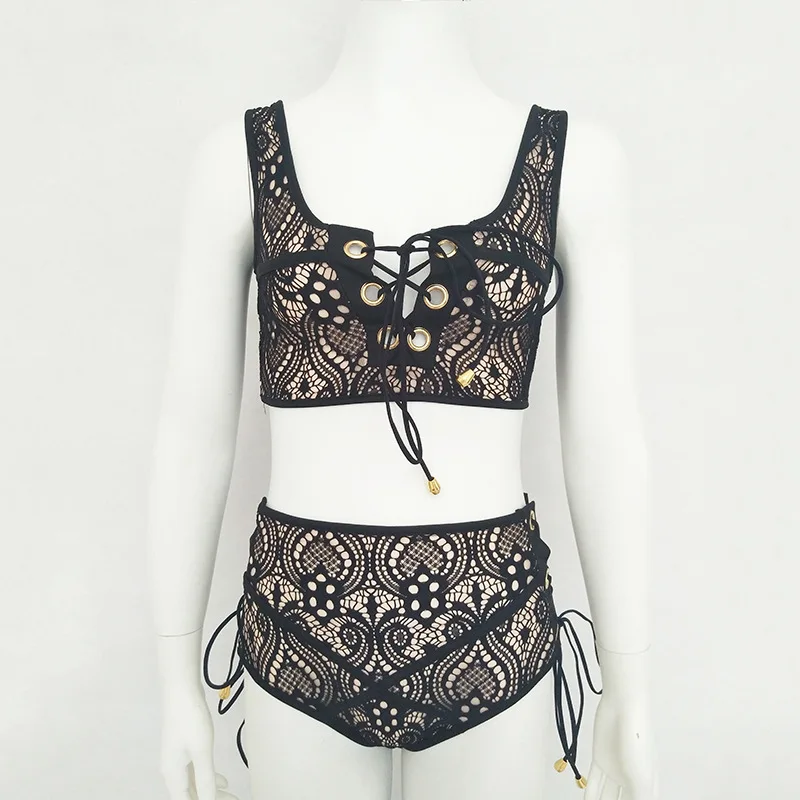 Female swimsuit female lace-up hollow eyeless split bikini high waist cover belly slim sexy swimsuit
Female swimsuit female lace-up hollow eyeless split bikini high waist cover belly slim sexy swimsuit