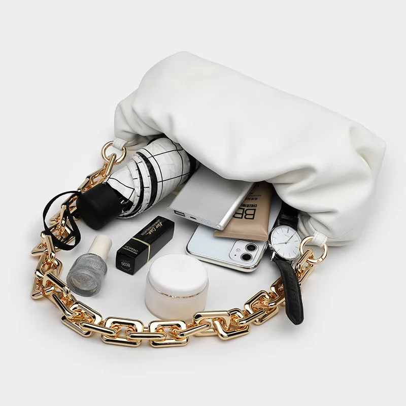 Thick Chain Cloud Bag Retro Underarm Bag New Soft Fold bag Designer Female Dumpling Bag PU Leather Clutch handbag
Thick Chain Cloud Bag Retro Underarm Bag New Soft Fold bag Designer Female Dumpling Bag PU Leather Clutch handbag