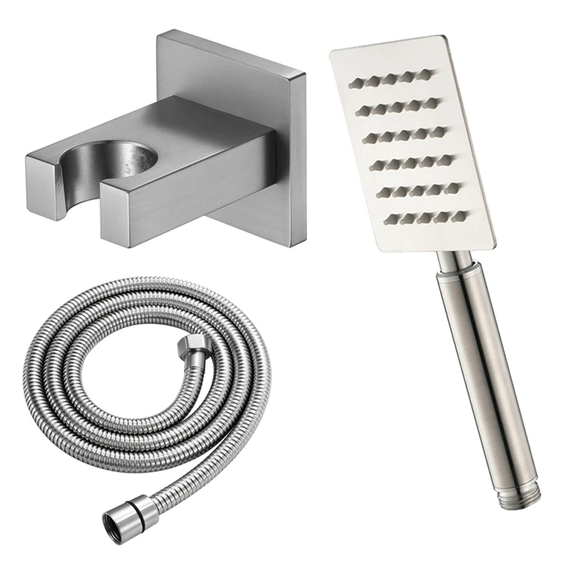 Square Handheld Stainless Steel Shower Head with Brass Base and 1.5M Stainless Steel Hose Bathroom Shower Accessories 
Square Handheld Stainless Steel Shower Head with Brass Base and 1.5M Stainless Steel Hose Bathroom Shower Accessories