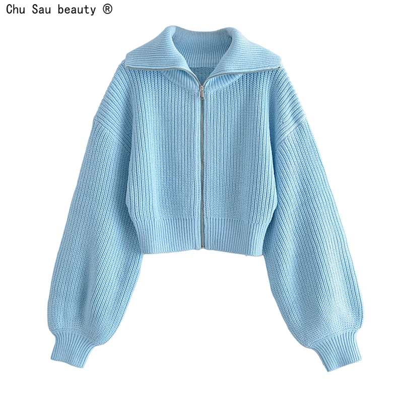 Autumn Winter 2021 Fashion Chic Turn Down Collar Solid Color All Match Casual Long Sleeve Short Sweater Women Cardigan Zipper
Autumn Winter 2021 Fashion Chic Turn Down Collar Solid Color All Match Casual Long Sleeve Short Sweater Women Cardigan Zipper