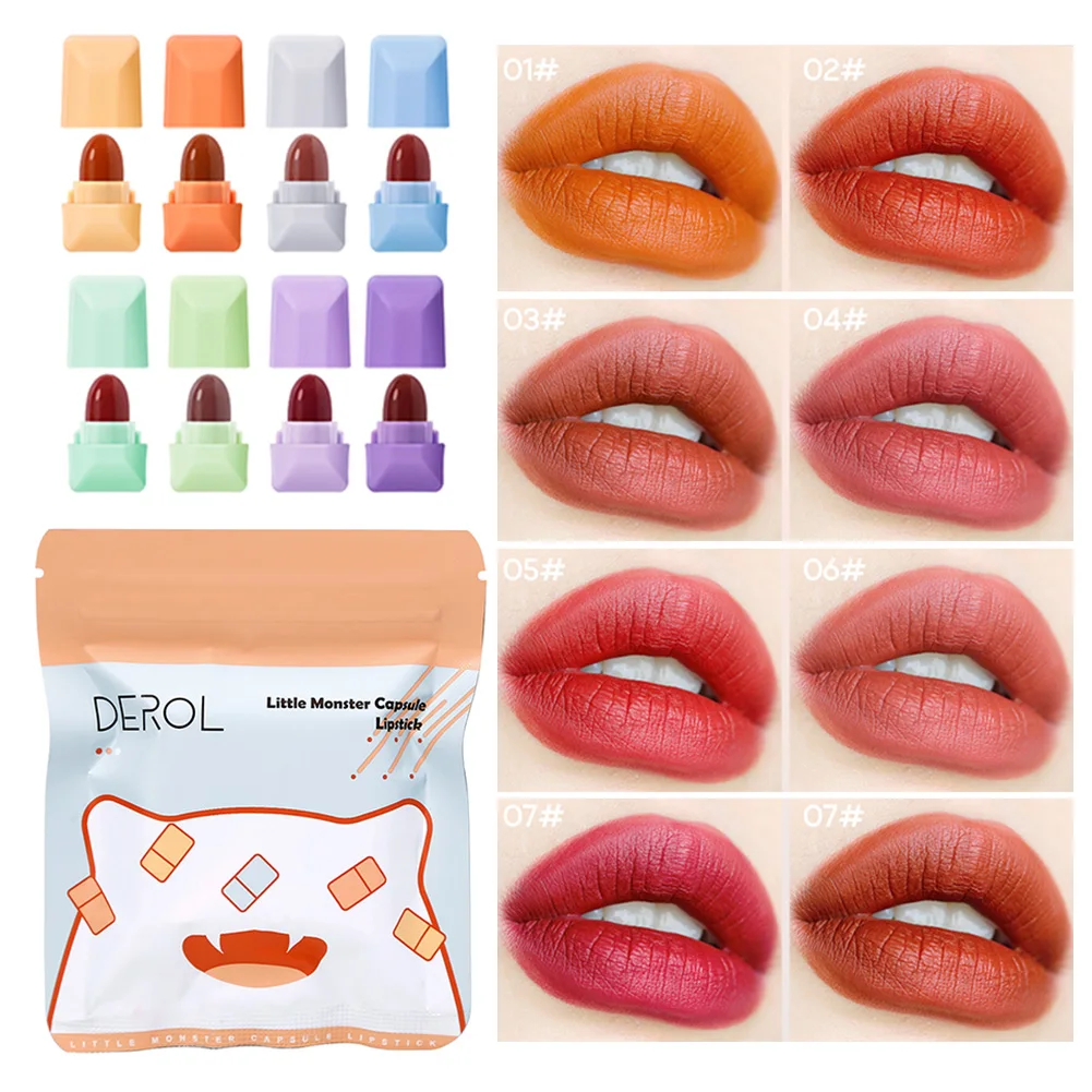 DEROL 8 Color Capsule Mini Lipstick Set Matte Velvet Lipstick Lip Makeup Kit Gifts for Women Non-Sticky Makeup Tools Shipping
DEROL 8 Color Capsule Mini Lipstick Set Matte Velvet Lipstick Lip Makeup Kit Gifts for Women Non-Sticky Makeup Tools Shipping