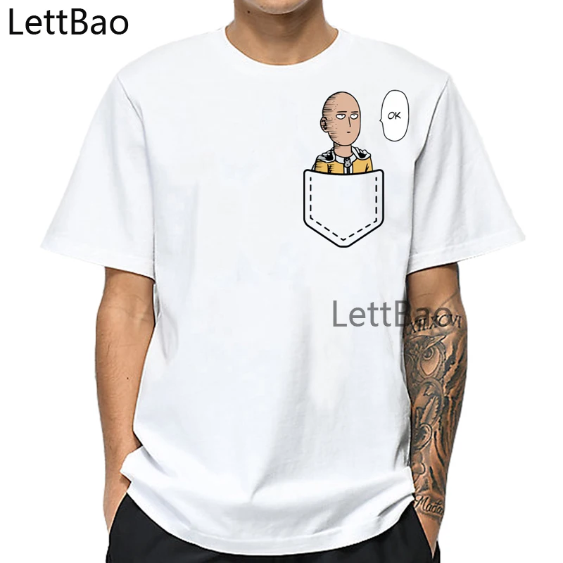LettBao One Punch Man Мужская футболка с воротником японская аниме белая коротким рукавом