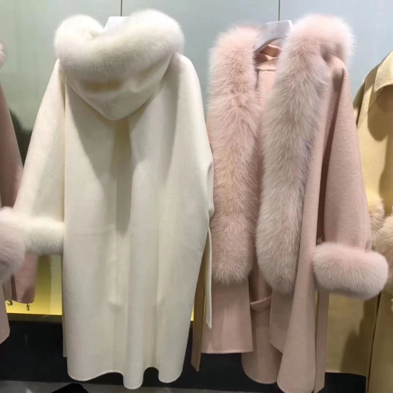 Coats Women Double Cashmere Side Woo Lnatural Fox Fur Collar Overcoat Fashion Winter Long Wool Outerwea
Coats Women Double Cashmere Side Woo Lnatural Fox Fur Collar Overcoat Fashion Winter Long Wool Outerwea