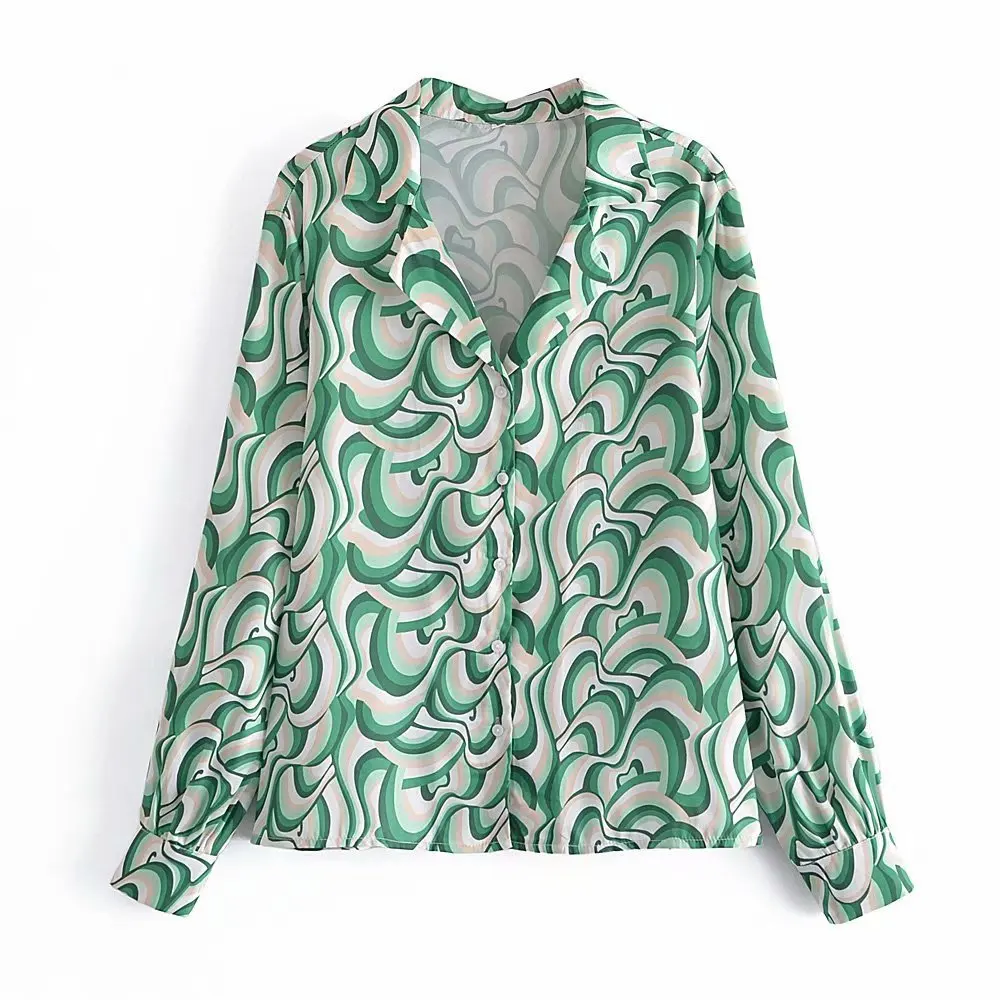 Женская блузка с длинным рукавом, V-образным вырезом и принтом
Женская блузка с длинным рукавом, V-образным вырезом и принтом