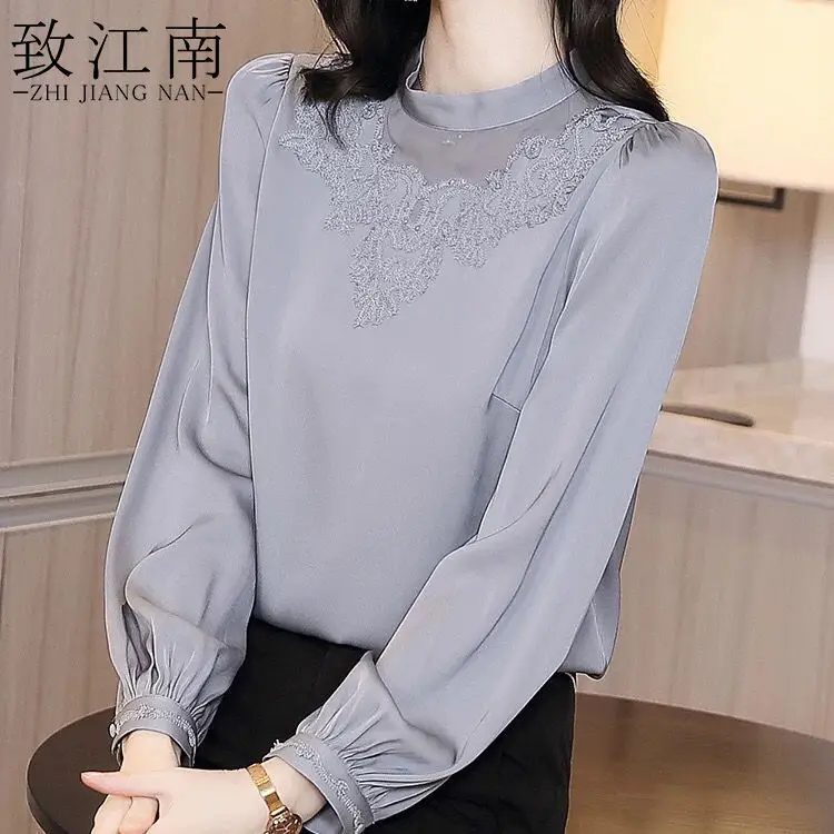 Blouse Women Shirt Women's Long-Sleeved Spring Autumn Patchwork St-up Collar Lace Top Blusas Mujer De Moda
Blouse Women Shirt Women's Long-Sleeved Spring Autumn Patchwork St-up Collar Lace Top Blusas Mujer De Moda