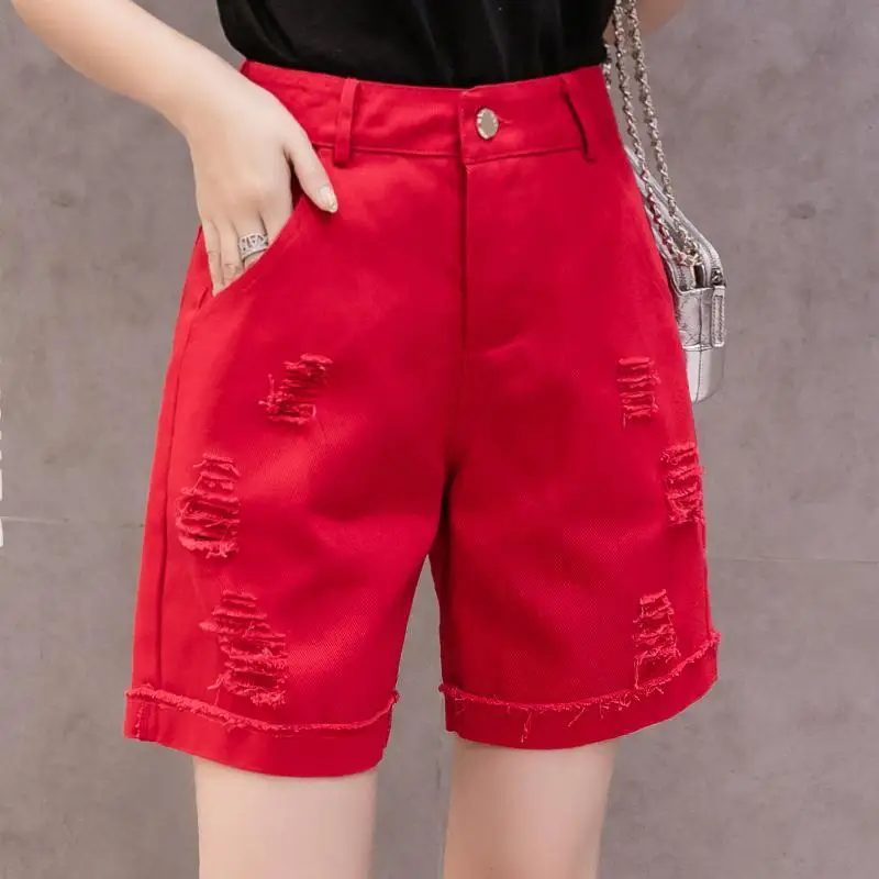2021 Summer New Women's Casual Loose Red Black Denim Shorts Fashion High Waist Straight-leg Shorts Female Bottoms Short Femme
2021 Summer New Women's Casual Loose Red Black Denim Shorts Fashion High Waist Straight-leg Shorts Female Bottoms Short Femme