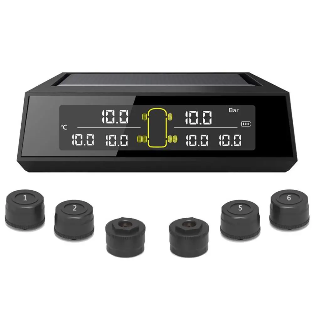 Автомобиль Грузовик TPMS система контроля давления в шинах Солнечная энергия цифровой ЖК-дисплей автоматическая система охранной сигнализации Внешние датчики
Автомобиль Грузовик TPMS система контроля давления в шинах Солнечная энергия цифровой ЖК-дисплей автоматическая система охранной сигнализации Внешние датчики
