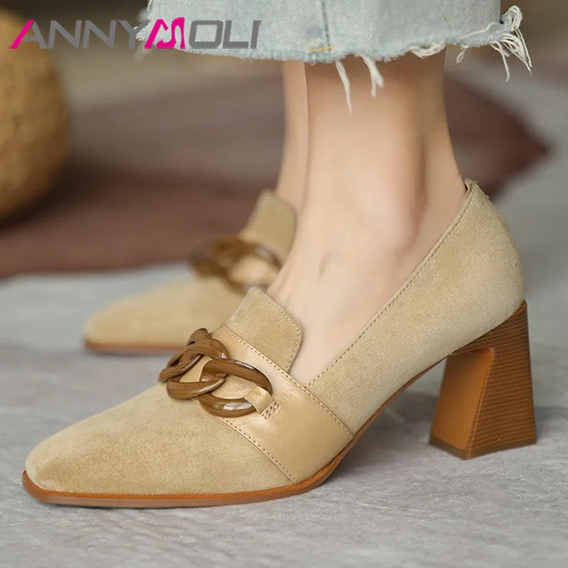 ANNYMOLI Natural Genuine Leather Pumps Woman Shoes Kid Suede Square Toe High Heels Block Heel Dress Shoes Ladies Footwear Black
ANNYMOLI Natural Genuine Leather Pumps Woman Shoes Kid Suede Square Toe High Heels Block Heel Dress Shoes Ladies Footwear Black