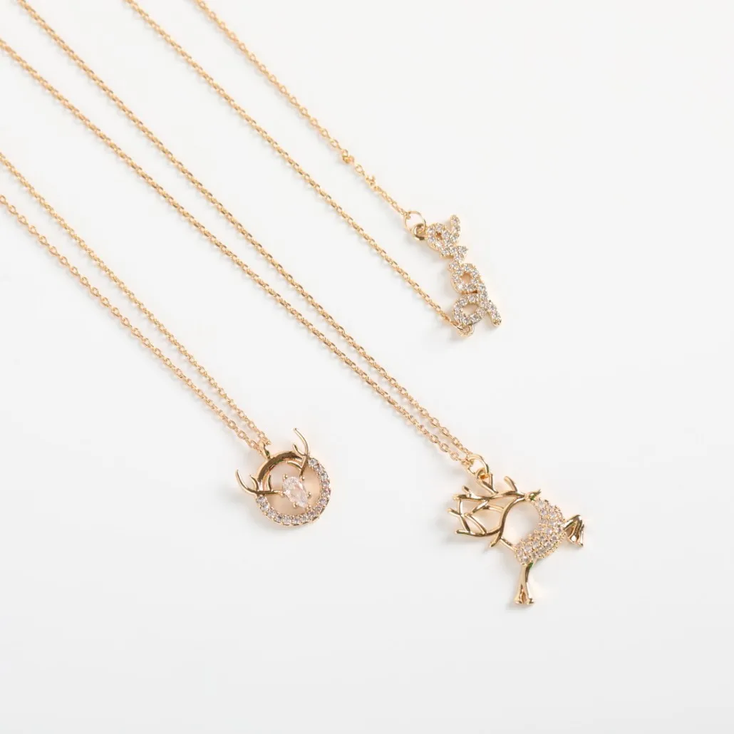 Delicate Christmas Deer Rudolph Necklaces for Women Girls Crystal Elegant Gold Plated Stainless Steel Chain Jewelry Gifts 2022
Delicate Christmas Deer Rudolph Necklaces for Women Girls Crystal Elegant Gold Plated Stainless Steel Chain Jewelry Gifts 2022