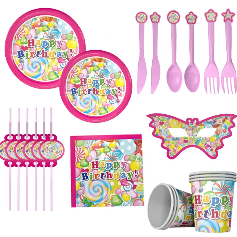 Lollipop Theme Party Paper Plate Cup Napkin Banner Tablecloth Kids Happy Birthday Party Decoration Disposable Tableware Supplies
Lollipop Theme Party Paper Plate Cup Napkin Banner Tablecloth Kids Happy Birthday Party Decoration Disposable Tableware Supplies