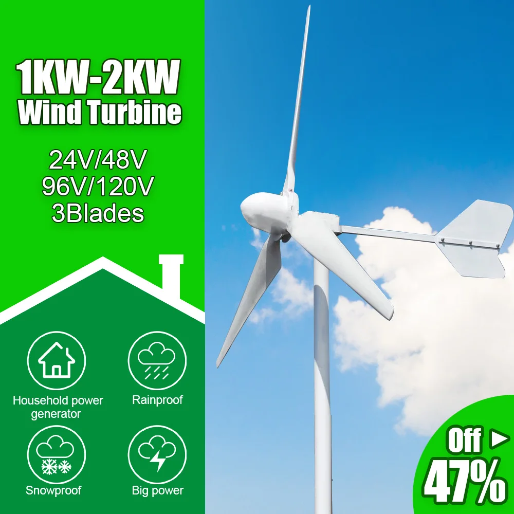 ES warehouse Free Energy Windmill 1KW 1.5KW Horizontal Wind Turbine Generator 48V 96V 120V Low RPM For Farm Home Boat Use
ES warehouse Free Energy Windmill 1KW 1.5KW Horizontal Wind Turbine Generator 48V 96V 120V Low RPM For Farm Home Boat Use