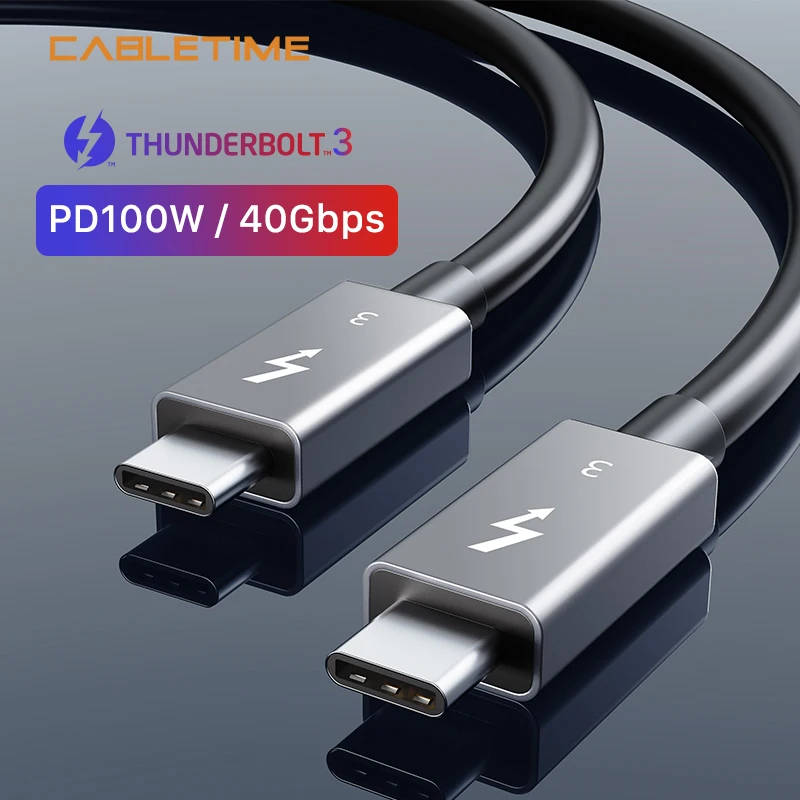 Кабель CABLETIME Thunderbolt 3 PD 100 Вт USB 1 Тип C к кабель 40 Гбит/с для быстрой зарядки Samsung S10