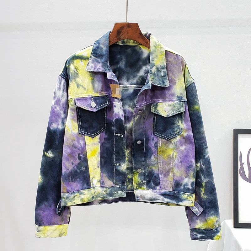 Streetwear Fashion Gradient Color Denim Jacket Coat Women Loose Short Multicolor Tie dye Jeans Jackets Female Korean Outerwear
Streetwear Fashion Gradient Color Denim Jacket Coat Women Loose Short Multicolor Tie dye Jeans Jackets Female Korean Outerwear