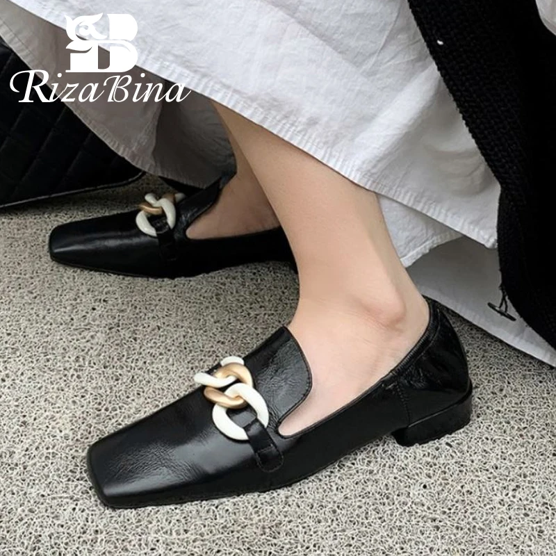 RIZABINA Real Leather Shoes Women Flats Chains Shallow Casual Ins Fashion Outdoor Outdoor Loafers Female Footwear Size 34-40
RIZABINA Real Leather Shoes Women Flats Chains Shallow Casual Ins Fashion Outdoor Outdoor Loafers Female Footwear Size 34-40
