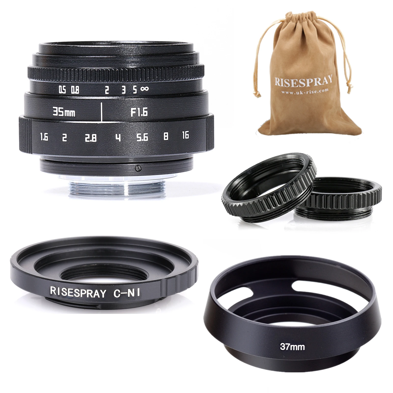 Mini 35mm f/1.6 APS-C CCTV Lens+adapter ring+2 Macro Ring+lens hood for NIKON1 Mirroless Camera J1/J2/J3/J4/J5
Mini 35mm f/1.6 APS-C CCTV Lens+adapter ring+2 Macro Ring+lens hood for NIKON1 Mirroless Camera J1/J2/J3/J4/J5