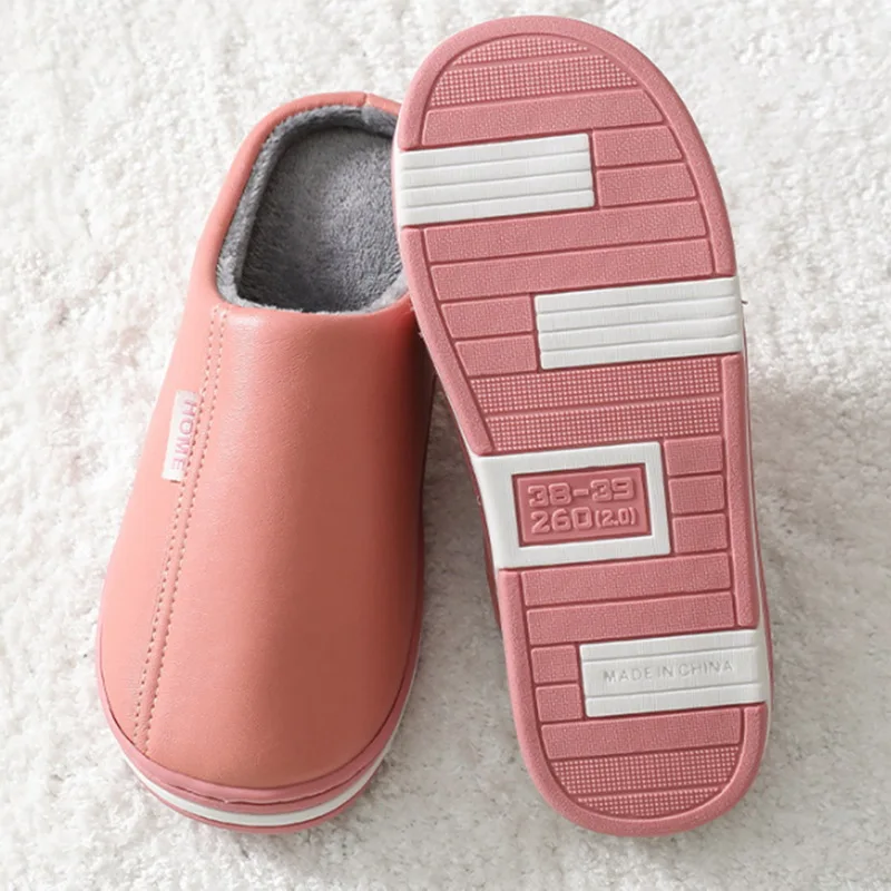 Men Women Home Slippers New Winter PU Leather Slippers Warm Indoor Slides Waterproof House Shoes Men Comfy High Quality Slippers 
Men Women Home Slippers New Winter PU Leather Slippers Warm Indoor Slides Waterproof House Shoes Men Comfy High Quality Slippers
