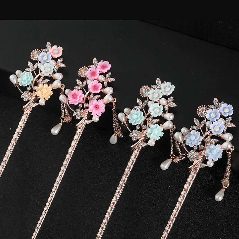 Female Stylish Flower Hair Pins Retro Chinese Style Flower Hair Chopsticks Sweet Colorful Elegant Alloy Pearl Hair Clip
Female Stylish Flower Hair Pins Retro Chinese Style Flower Hair Chopsticks Sweet Colorful Elegant Alloy Pearl Hair Clip