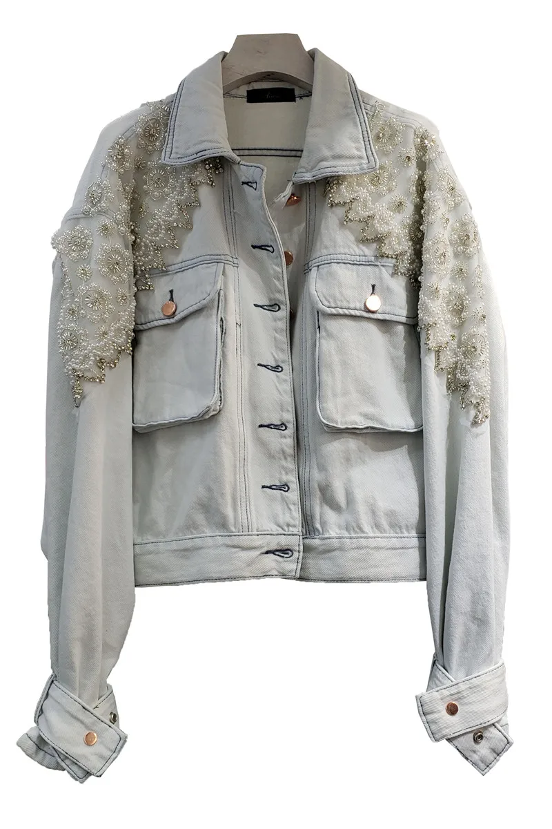 2021 Spring New Heavy Industry Beaded Loose Casual Denim Jacket Women Vintage Long Sleeve Blue Jeans Jackets Woman Cowboy Coats
2021 Spring New Heavy Industry Beaded Loose Casual Denim Jacket Women Vintage Long Sleeve Blue Jeans Jackets Woman Cowboy Coats