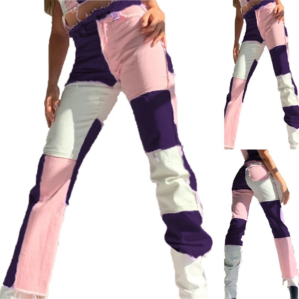Брюки в стиле пэчворк, женские джинсовые брюки с цветными блоками, женские повседневные джинсовые брюки, брюки-бойфренды с мотором
Брюки в стиле пэчворк, женские джинсовые брюки с цветными блоками, женские повседневные джинсовые брюки, брюки-бойфренды с мотором