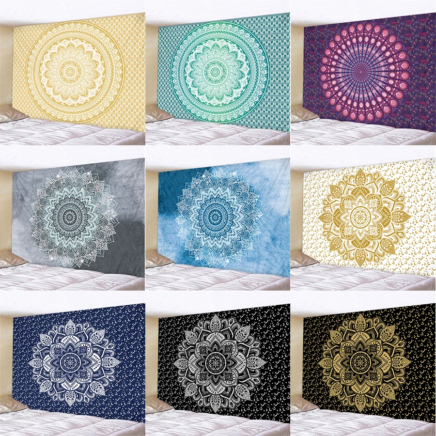 

Indian Wall Hanging Tapestry Mandala Fabric Psychedelic Tapiz Wall Carpets Cloth Blanket Hippie Boho Home Decor Dorm Background