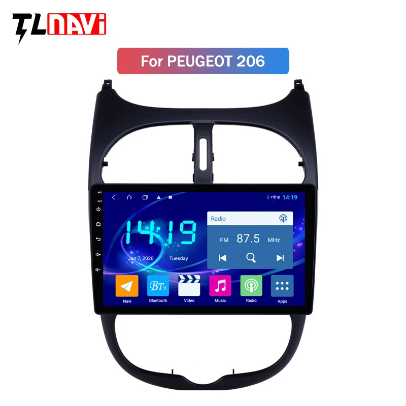 Автомагнитола с 9 дюймовым IPS экраном 4 Гб + 64 ГБ GPS Android 10 для Peugeot 206 2000 2016 навигация