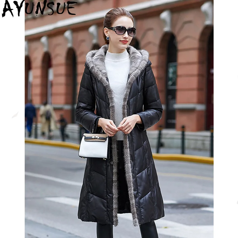 AYUNSUE Genuine Leather Jacket Winter Jacket Women Mink Fur Collar Down Jackets for Women Real Sheepskin Coat clothes MY3914
AYUNSUE Genuine Leather Jacket Winter Jacket Women Mink Fur Collar Down Jackets for Women Real Sheepskin Coat clothes MY3914