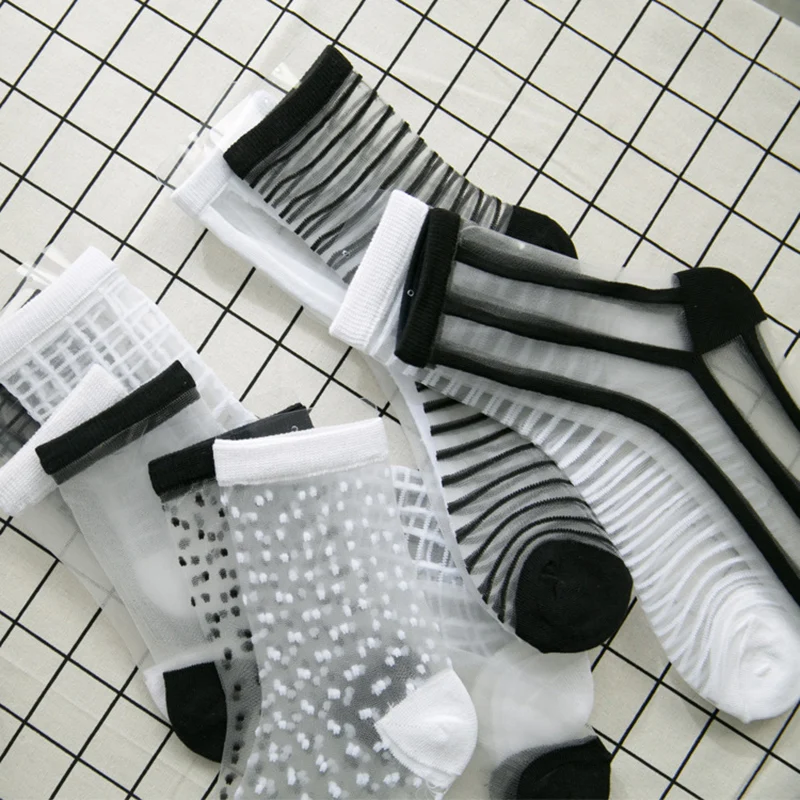 Hipster Harajuku Ankle Ladies Socks Women Fashion Transparent Stripe Short Female Summer Women's Socks Summer Black White Socks
Hipster Harajuku Ankle Ladies Socks Women Fashion Transparent Stripe Short Female Summer Women's Socks Summer Black White Socks